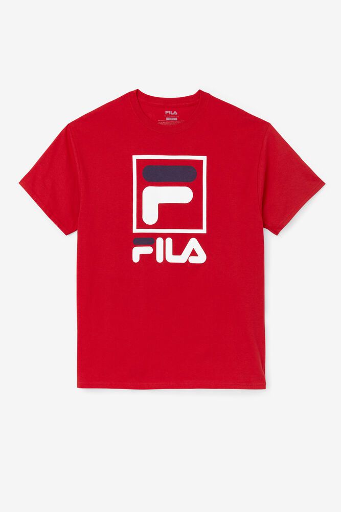 Fila Stacked T-Shirt Red - Mens - 46387OVCG